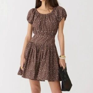 NWT J. Crew Women’s Sz 6 Drop Waist Poplin Mini Dress Brown